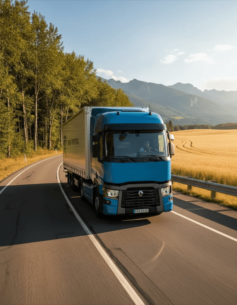 Camion de transport sur autoroute
